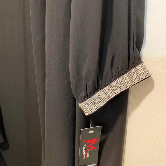 Women Formal Black Maxi Rhinestone Accent Full Coverage Cold Shoulder New XL-2XL - Picture 4 of 12